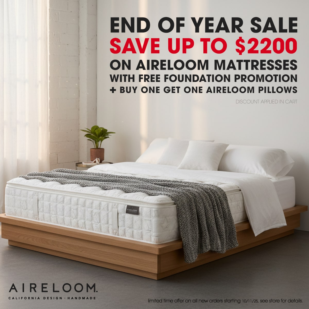 Aireloom End of Year promo - Free Foundation + 20% OFF + BOGO Nimbus Pillow