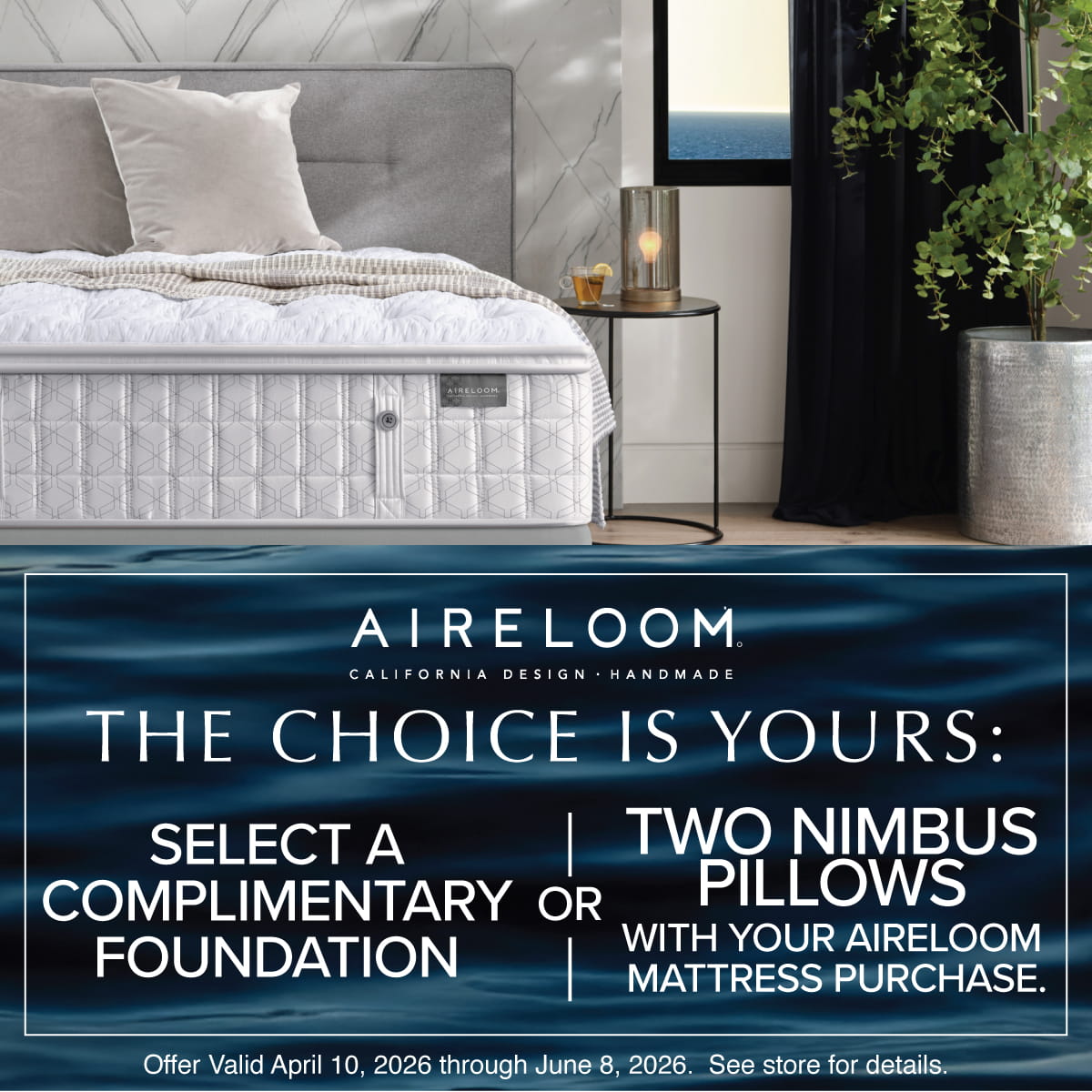 Aireloom Sale Special - Free Foundation or 2 Free Nimbus Pillows - ends June 8