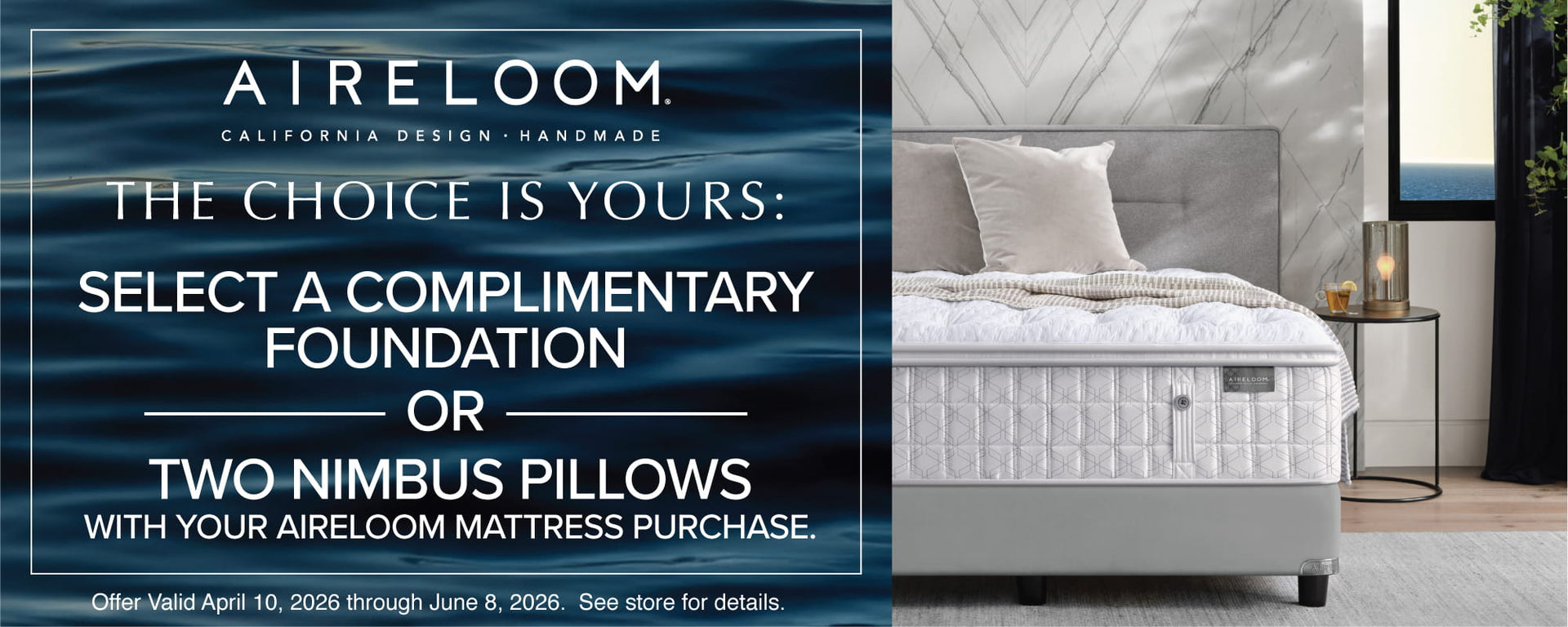 Aireloom Sale Special - Free Foundation or 2 Free Nimbus Pillows - ends June 8