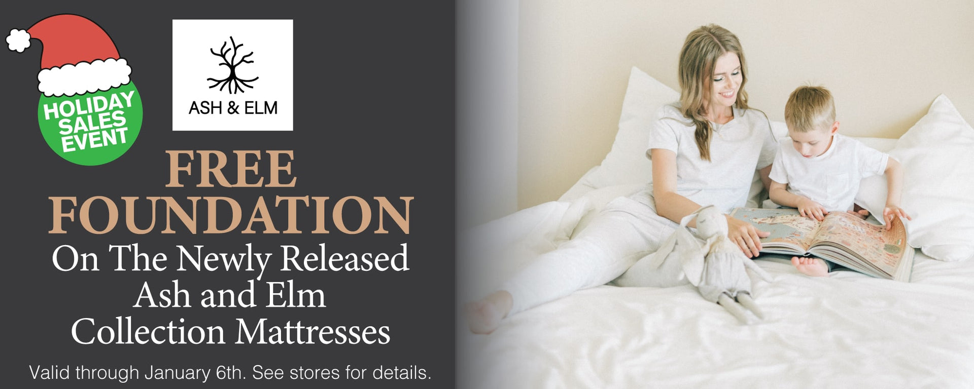 Ash & Elm Mattress Holiday Sale ends Jan 6 - Free Foundation