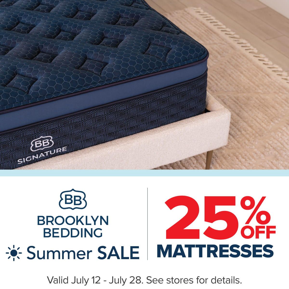 Brooklyn Bedding Summer Sale - 25% OFF mattresses - ends July 28