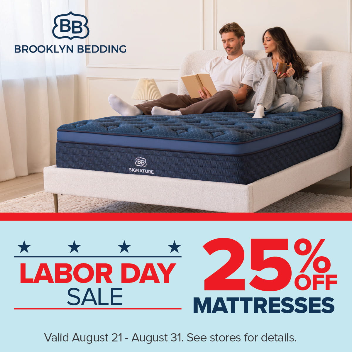 Brooklyn Bedding Labor Day Sale - 25% OFF mattresses - ends August 31