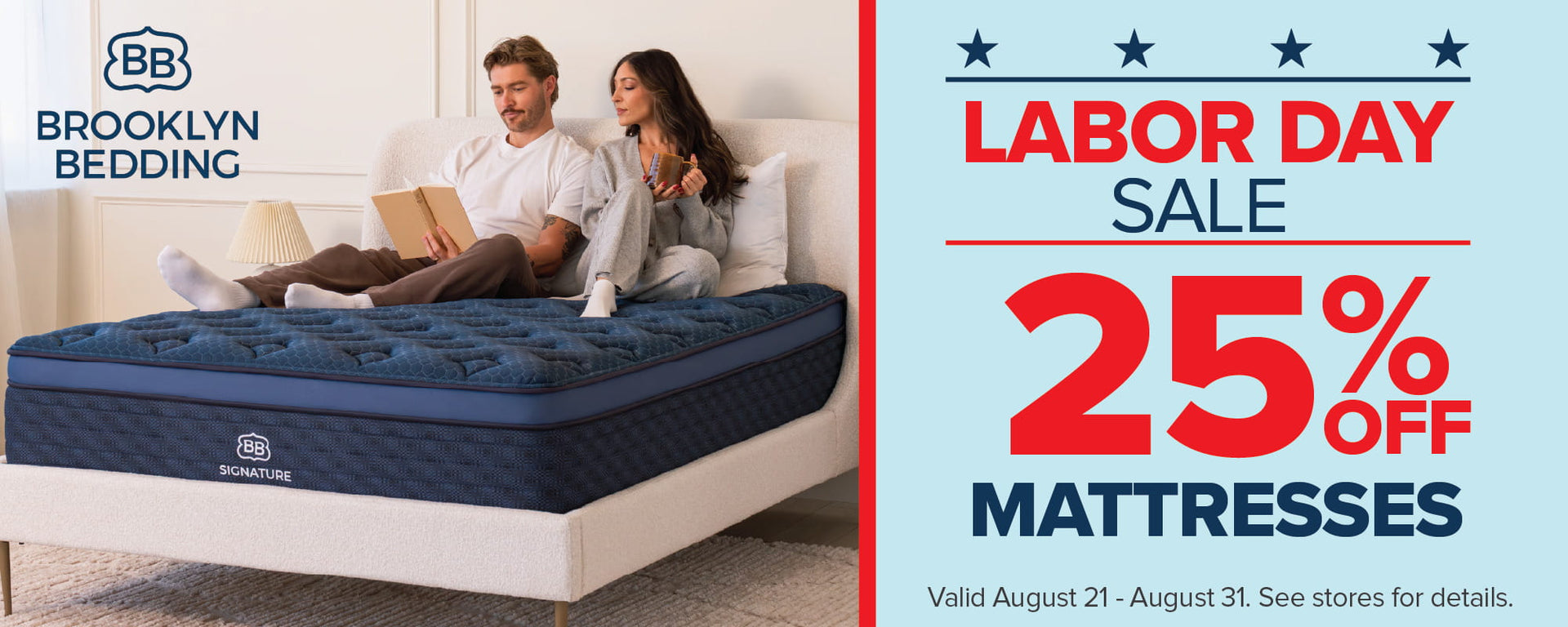 Brooklyn Bedding Labor Day Sale - 25% OFF mattresses - ends August 31