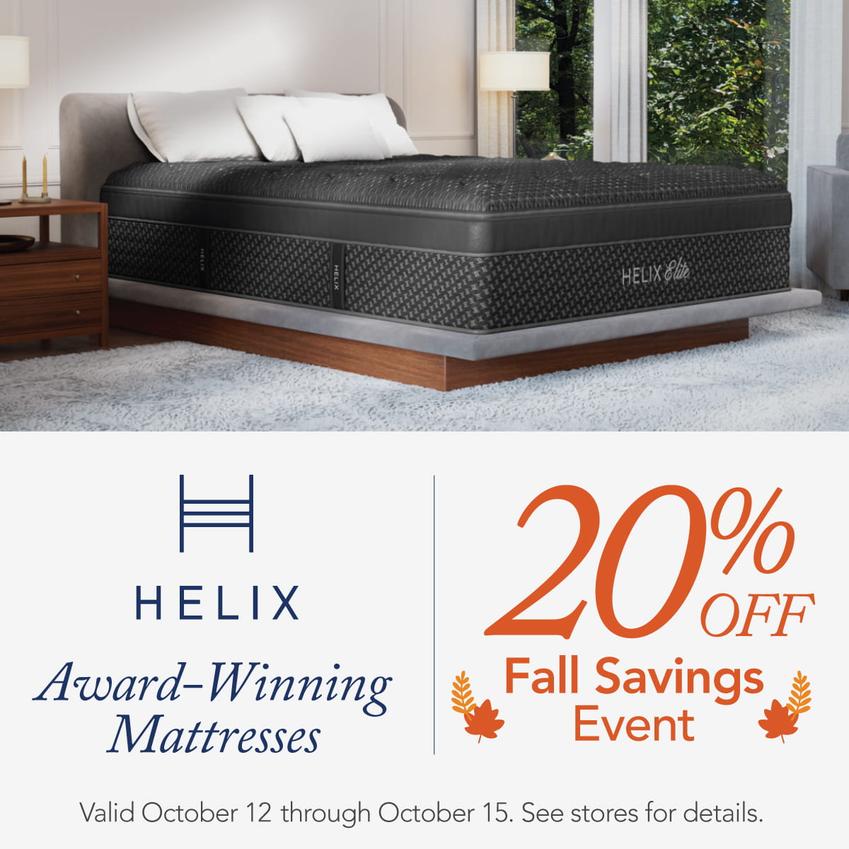 Helix Fall Savings Event - 20% OFF any mattress - expires Oct 15