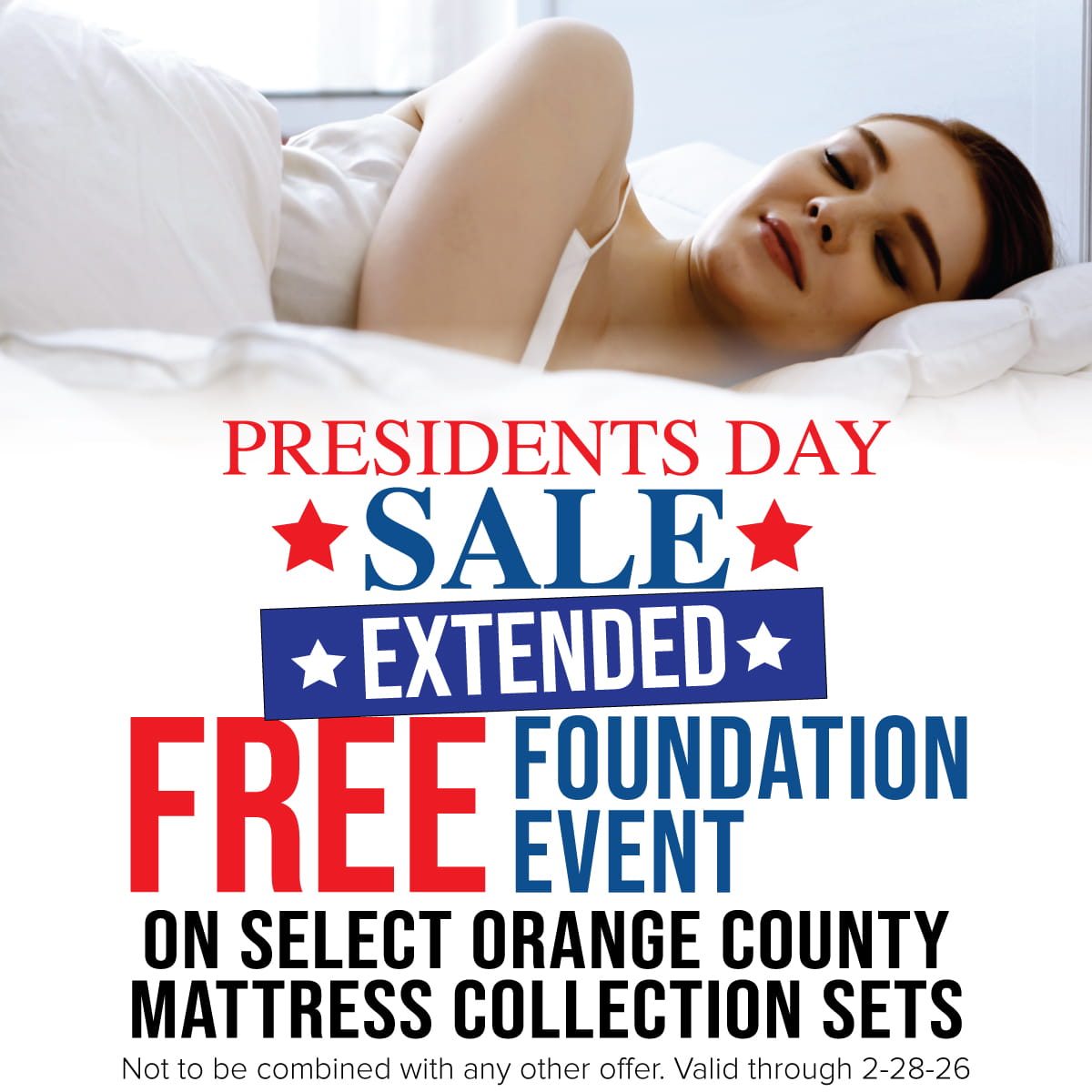 OC Mattress Presidents Day Sale - Free Foundation through Feb 28