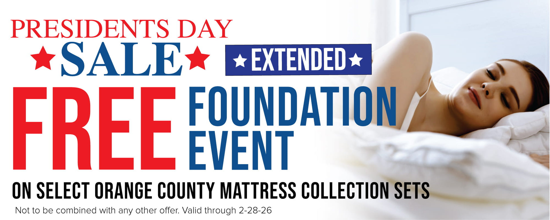 OC Mattress Presidents Day Sale - Free Foundation through Feb 28