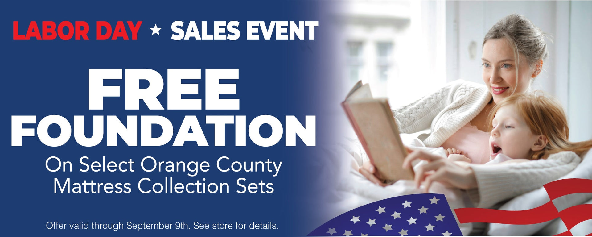 Orange County Mattress Labor Day Sales Event - Free Foundation