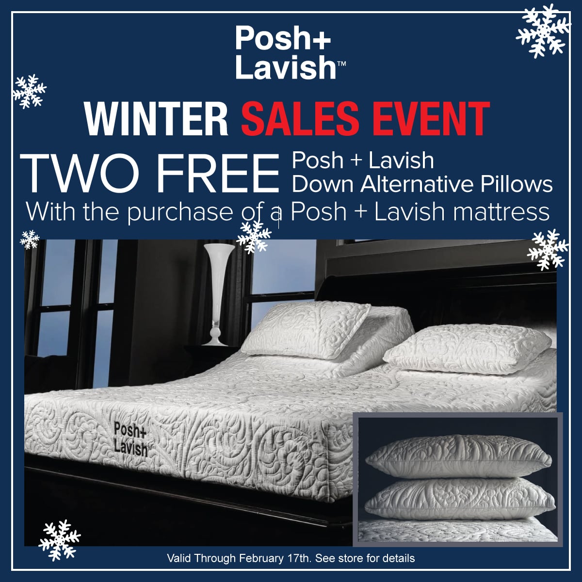 Posh+Lavish Winter Sales Event - Two Free Pillows through Feb 17