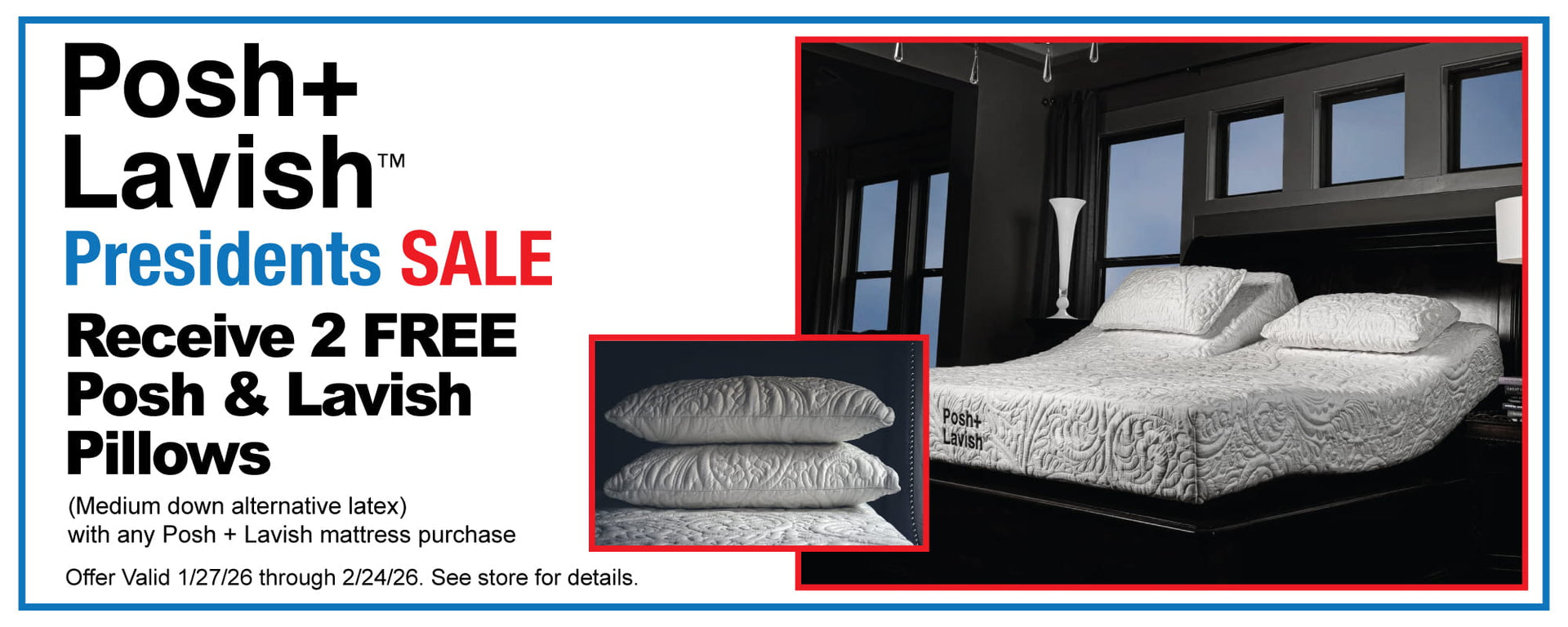 Posh+Lavish Presidents Day Sale Event - Two Free Pillows through Feb 24