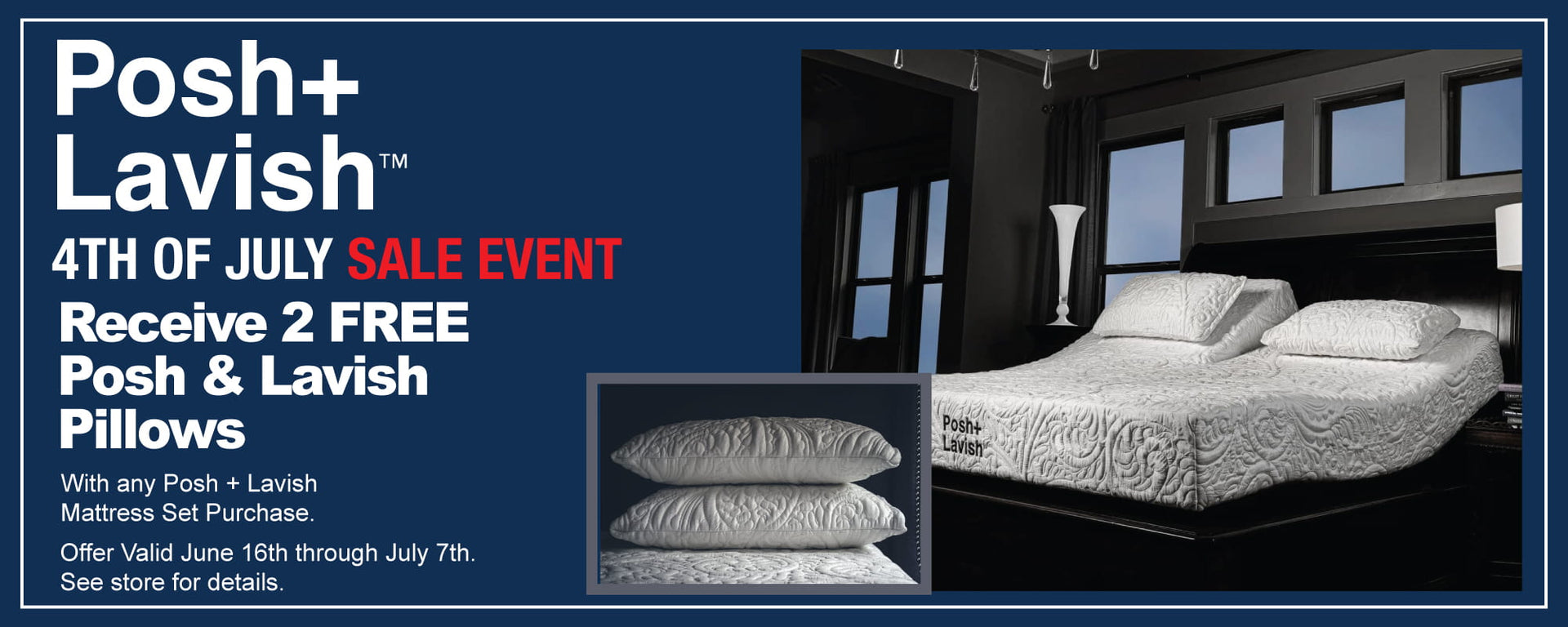 Posh + Lavish 4th of July Sale - 2 Free Pillows - ends July 7
