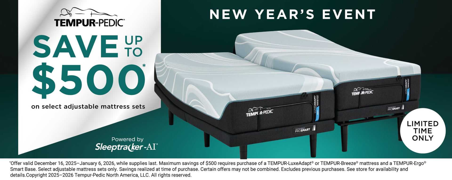 Tempur-Pedic New Years Event - Save Up To $500