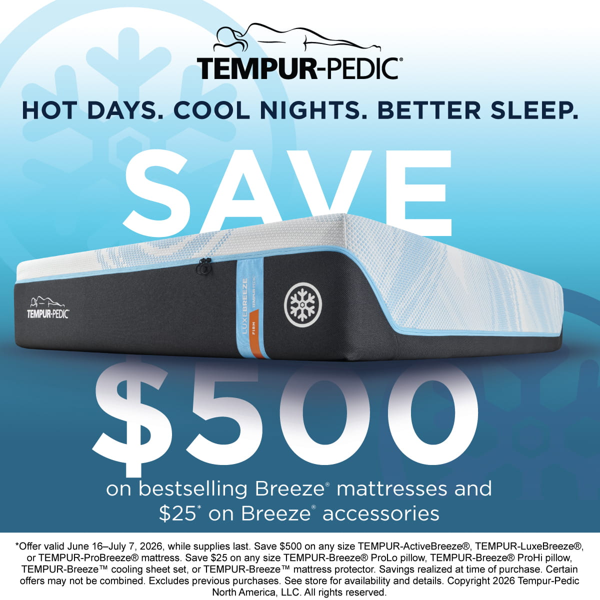 Tempur-Pedic - Save $500 Breeze mattresses - ends July 7