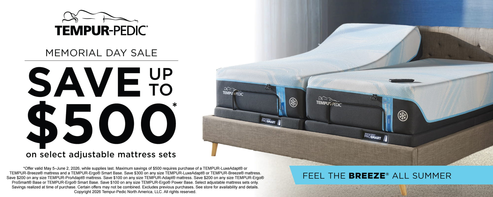 Tempur-Pedic Memorial Day Sale - Save up To $500 - ends June 2