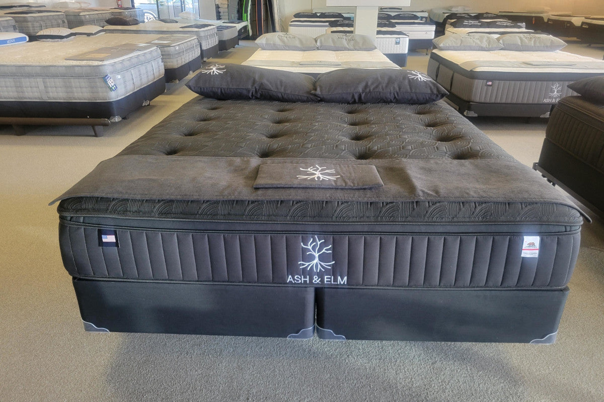 ash & elm black plush mattress - showroom view