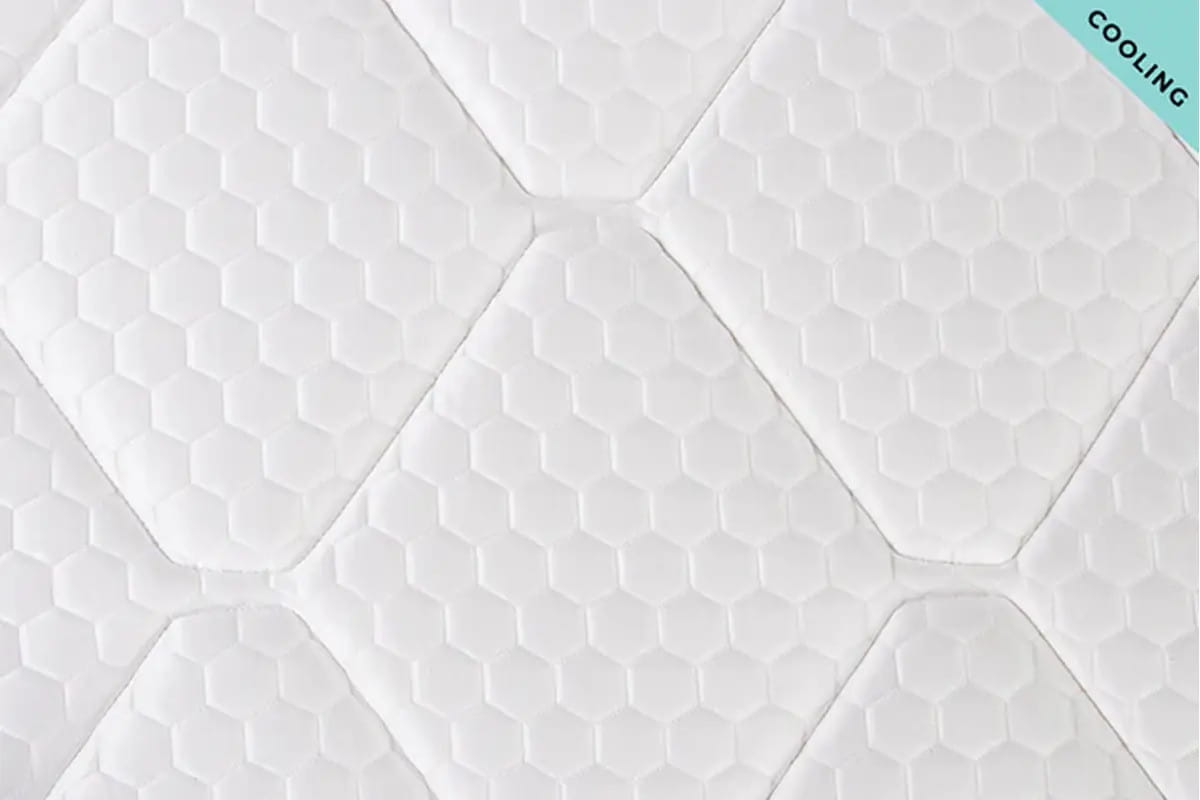 Brooklyn Bedding Plank Luxe Firm Hybrid Mattress - side 1 cover texture  view with GlacioTex cooling  