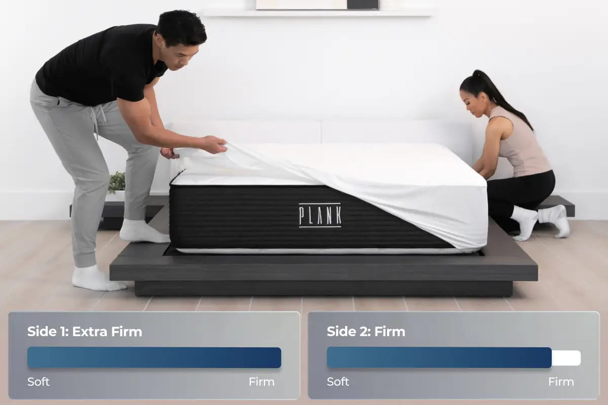 Brooklyn Bedding Plank Luxe Firm Hybrid Mattress - side 1 & 2 firmness view