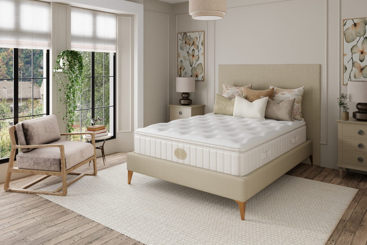 Shifman slow dance mattress in lifestyle setting - angle view