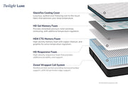 Helix  Twilight Luxe with GlacioTex Firm Hybrid Mattress - layers breakout view